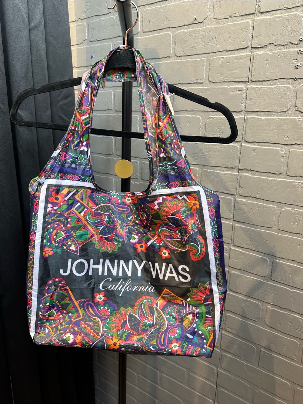 Johnny Was Black Multicolor Paisley Tote